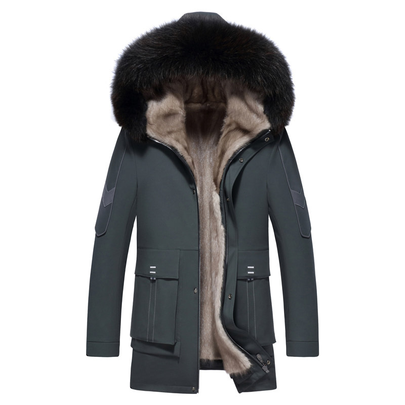 YP-1男士貂皮真皮水貂皮克服整貂银兰貂内胆皮草大衣图片