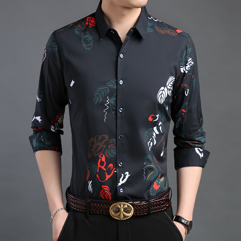BJ1913衬衫2023春季新款长袖衬衫男韩版T恤衫商务休闲男装P65图片