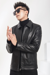 2021秋冬新款海宁真皮皮衣男牛皮夹克外套翻领商务男装P600
