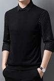 C2309限男士2021年秋季长袖体恤商务休闲修身T恤假两件，男装针织衫/毛衣，电商B360