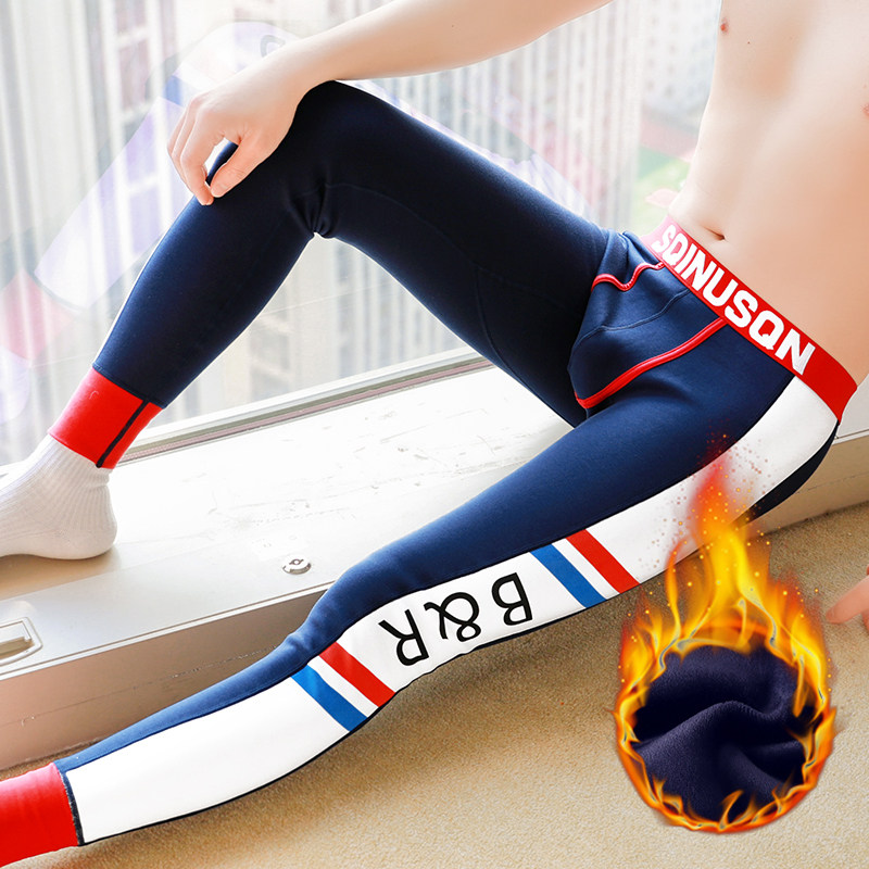 男士保暖裤冬季加绒加厚秋裤学生棉毛裤厚打底裤男青年紧身棉衬裤