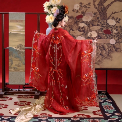 华姿仪赏唐制诃子裙汉服重工刺绣