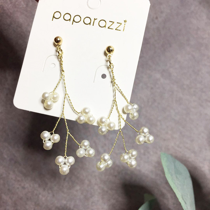 流苏纯银树枝超仙显瘦珍珠耳环