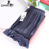 女裙子雪纺半身裙中长款 2025夏季 新款 百褶裙松紧腰大摆半身长裙a