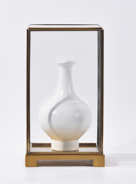 新中式陶瓷花瓶玻璃罩套装摆