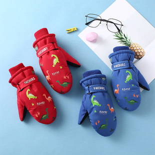 儿童卡通防水滑雪加厚加绒手套学生防寒冬季户外防滑包指保暖闷子