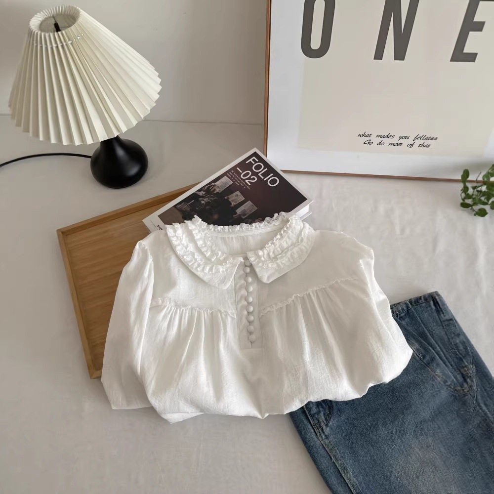 娃娃领白衬衫甜美减龄小个子长袖上衣宽松内搭设计感衬衣女生,女装/女士精品,T恤,淘宝优惠券,粉丝福利购,淘宝优惠卷