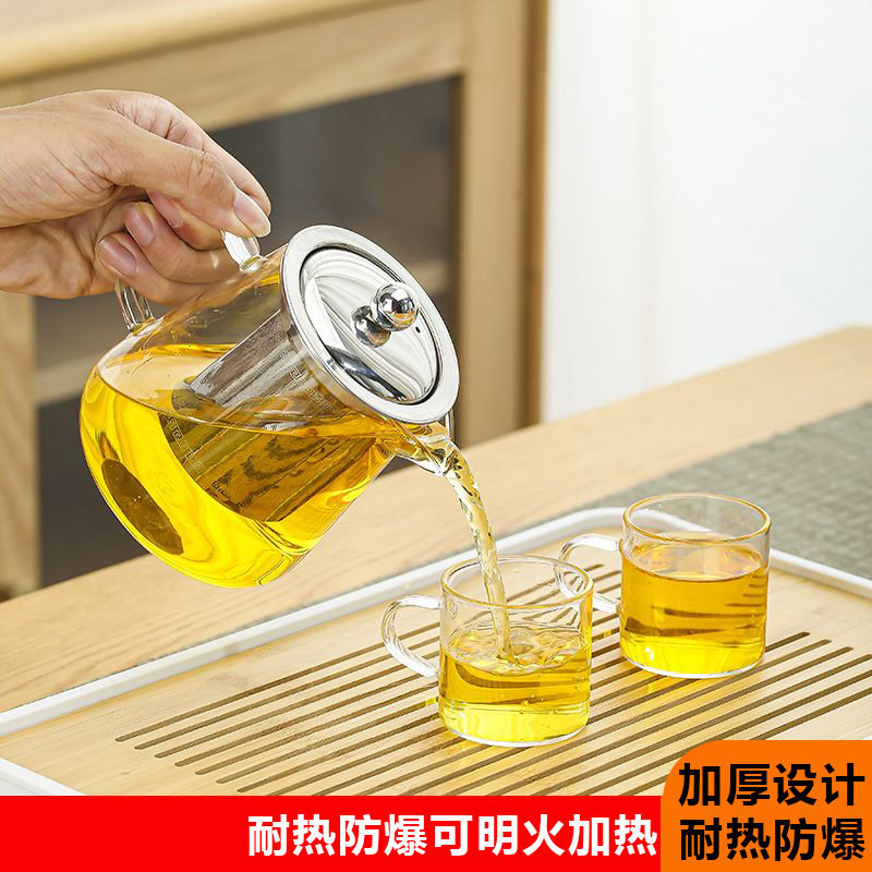 泡茶玻璃茶壶耐高温加厚单壶小花泡茶壶水壶过滤耐热家用茶具ZL5