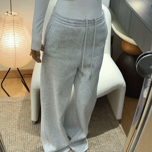 李琴琴·高克重加绒软糯卫裤松紧腰抽绳直筒裤休闲裤百搭裤冬
