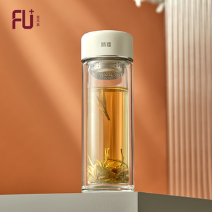 富光FU 钛杯 玻璃杯男士 茶水分离泡茶高级感轻奢商务送礼2025新款