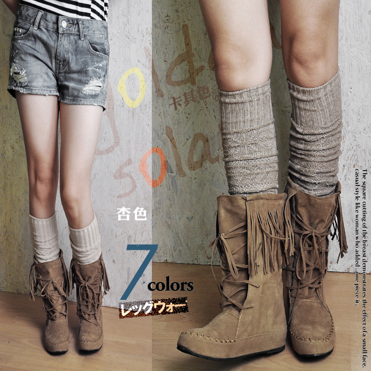 堆堆袜毛线暗纹雪花百搭风腿套