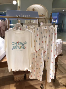 日系彩色软糖小熊莫代尔睡衣女夏轻薄凉感可外穿家居服宽松两件套