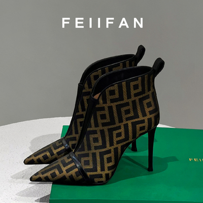 高跟鞋2025新款气质高级感细跟尖头靴子女秋冬加绒法式短靴小个子