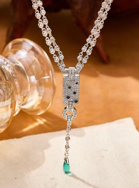 黑花小方牌项链气质百搭