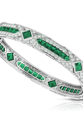 925银镀金手镯高碳钻木佐绿