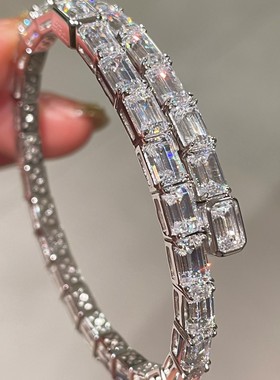 925银镀金阿斯切冰糖高碳钻手镯