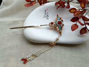 原创手工发簪汉服旗袍步摇古装流苏景泰蓝簪子-桦芳（不配盒）