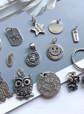 韩国925纯银复古多款吊坠