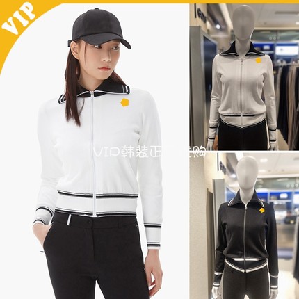 韩国正品代购DS特 高尔夫女装 24春季高翻领时尚短款防风针织外套