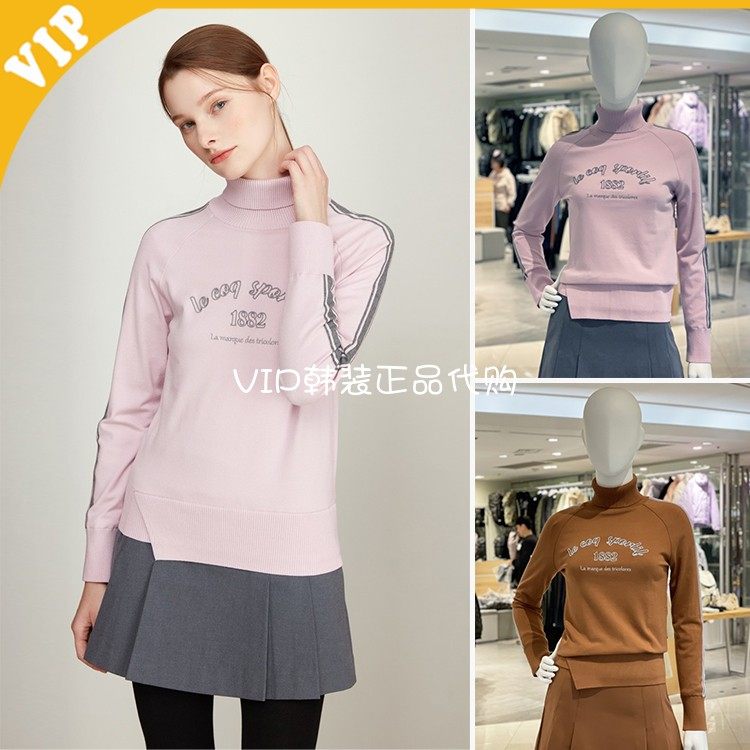 LeCoq公鸡高领保暖不对称毛衣