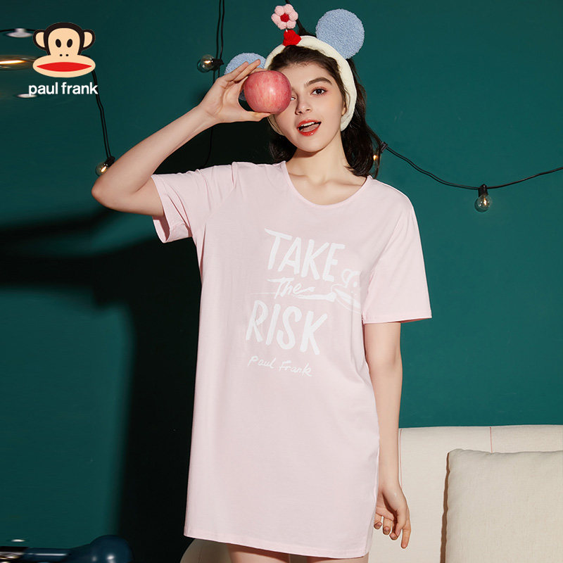 大嘴猴睡裙女士春夏季纯棉睡衣大码夏天可爱家居服薄款2021新款