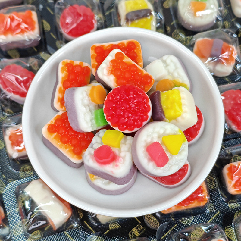3D寿司造型橡皮糖软糖休闲零食年货趣味糖果QQ糖创意小孩食玩糖玩