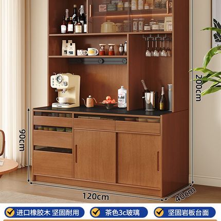实木餐边柜靠墙一体储物柜子2025新款客厅收纳置物柜咖啡机茶水柜