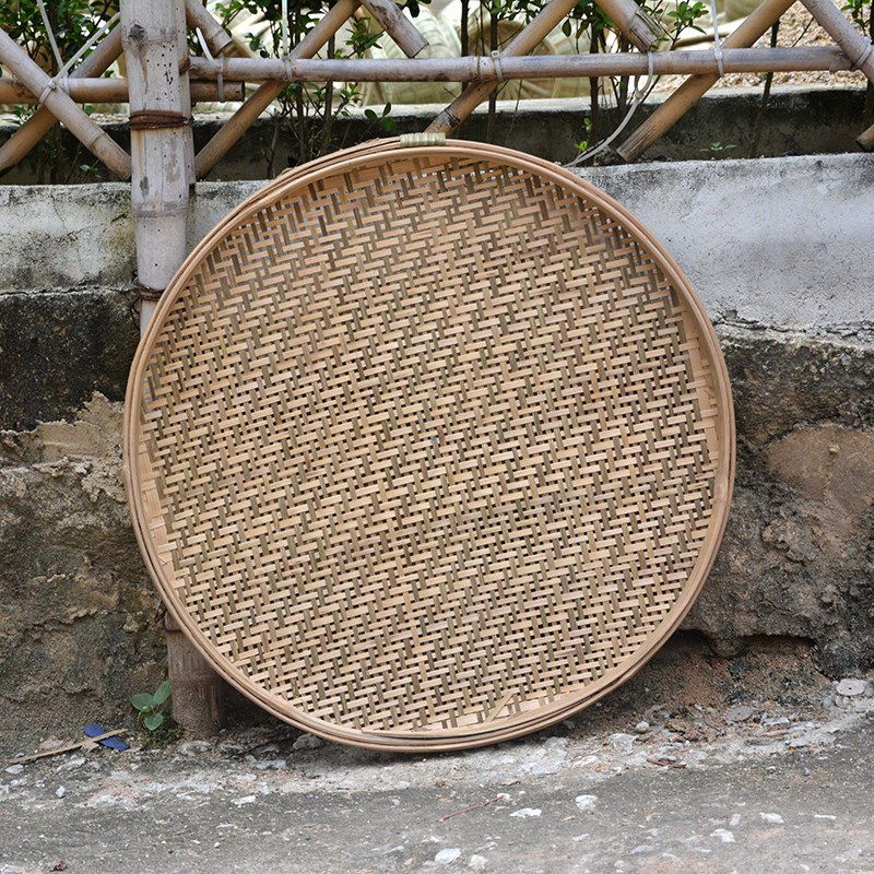 家用有孔竹筛家庭适用簸箕农家手工淘米沥水竹篮筛选晾晒红枣花生