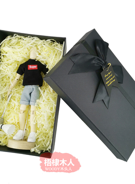 梧棣木人创意羽毛球主题装饰摆件精致羽毛球礼品木偶人关节可动