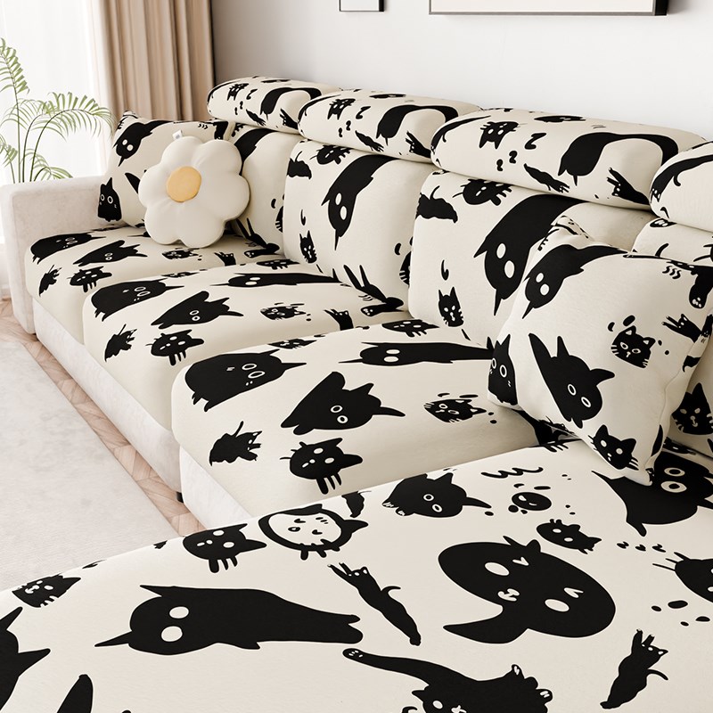 新款可爱卡通沙发笠沙发全包万能套弹力透气牛奶丝沙发坐垫防尘罩