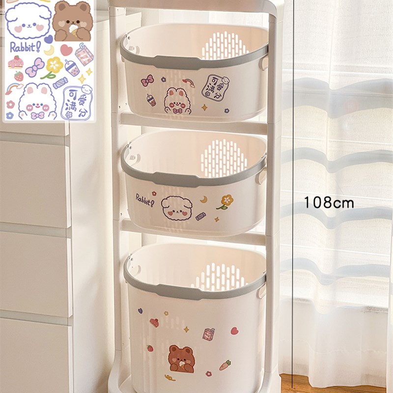 浴室脏衣篮推车置物架滤水脏衣篓家用卫生间带滑轮可移动收纳架大
