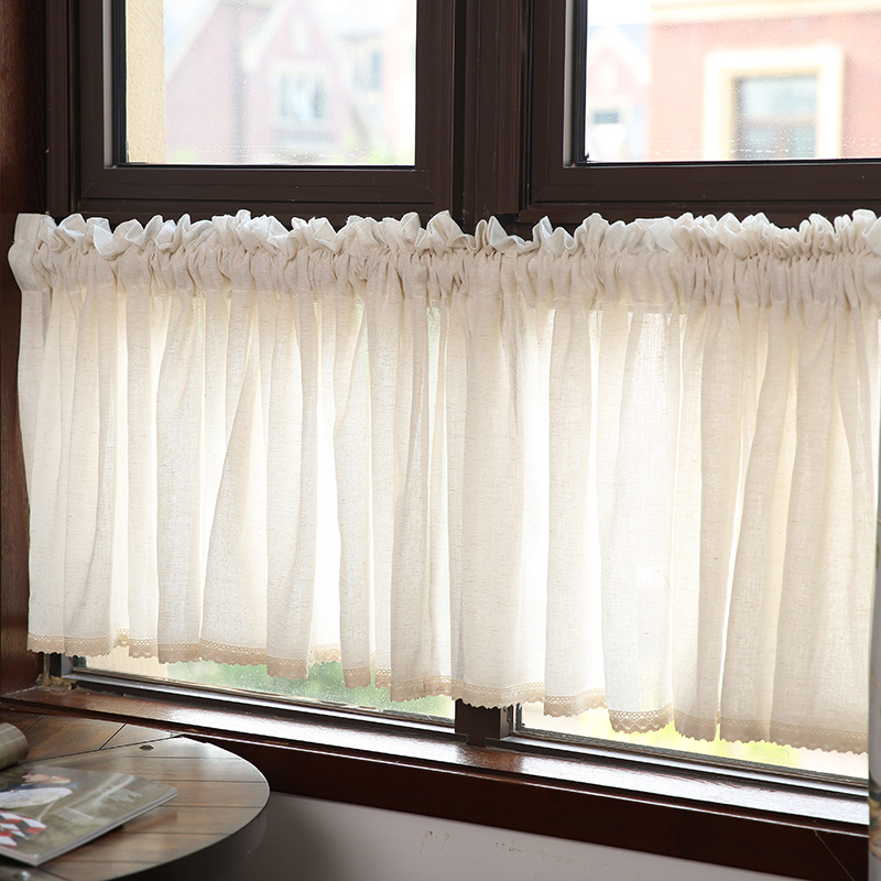 半帘短帘门帘窗帘遮挡窗户魔术贴免打孔飘窗自粘柜帘遮光厨房纱帘