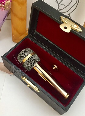 迷你镀金麦克风话筒模型打击乐打琴马林巴小军鼓定音鼓木琴手风琴