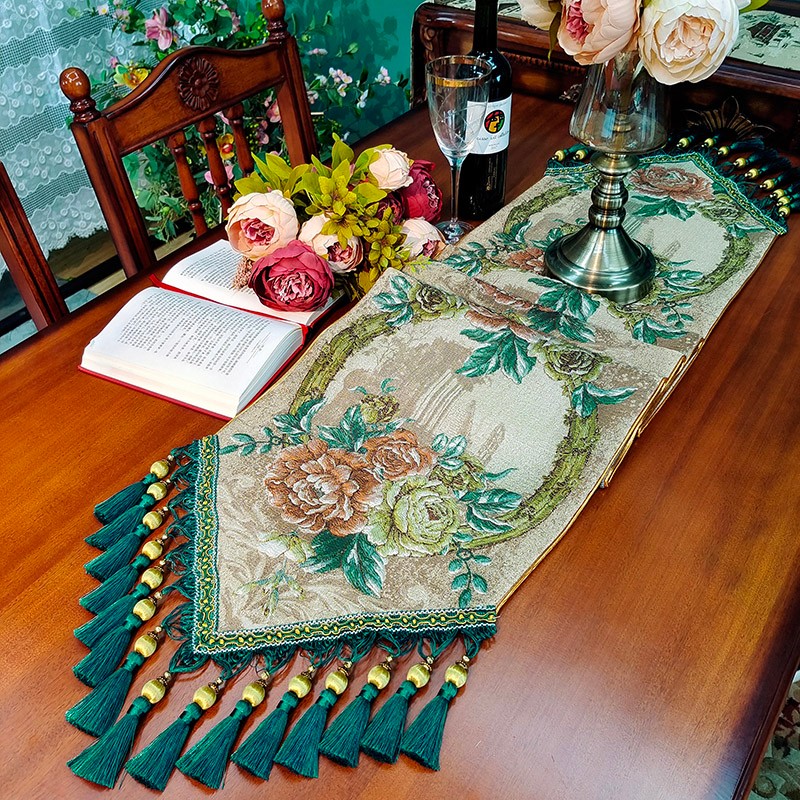30岁要注重品位 美式茶几桌旗复古高端奢华新中式35cm宽餐桌桌布