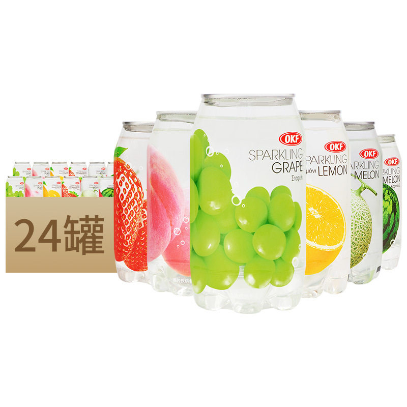 山姆冠超市OKF水果味气泡水350ml透明罐韩国原装进口碳酸饮料汽水