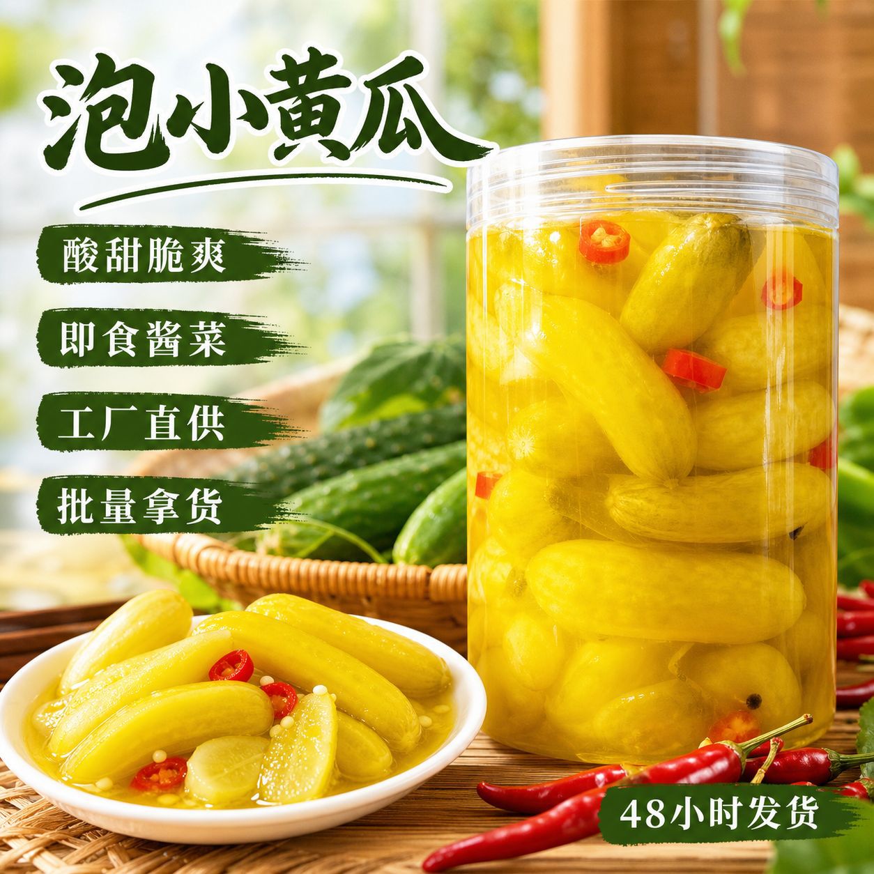 山姆超市农家腌制泡小黄瓜酸甜脆爽即食酱菜工厂直供批量拿货下饭