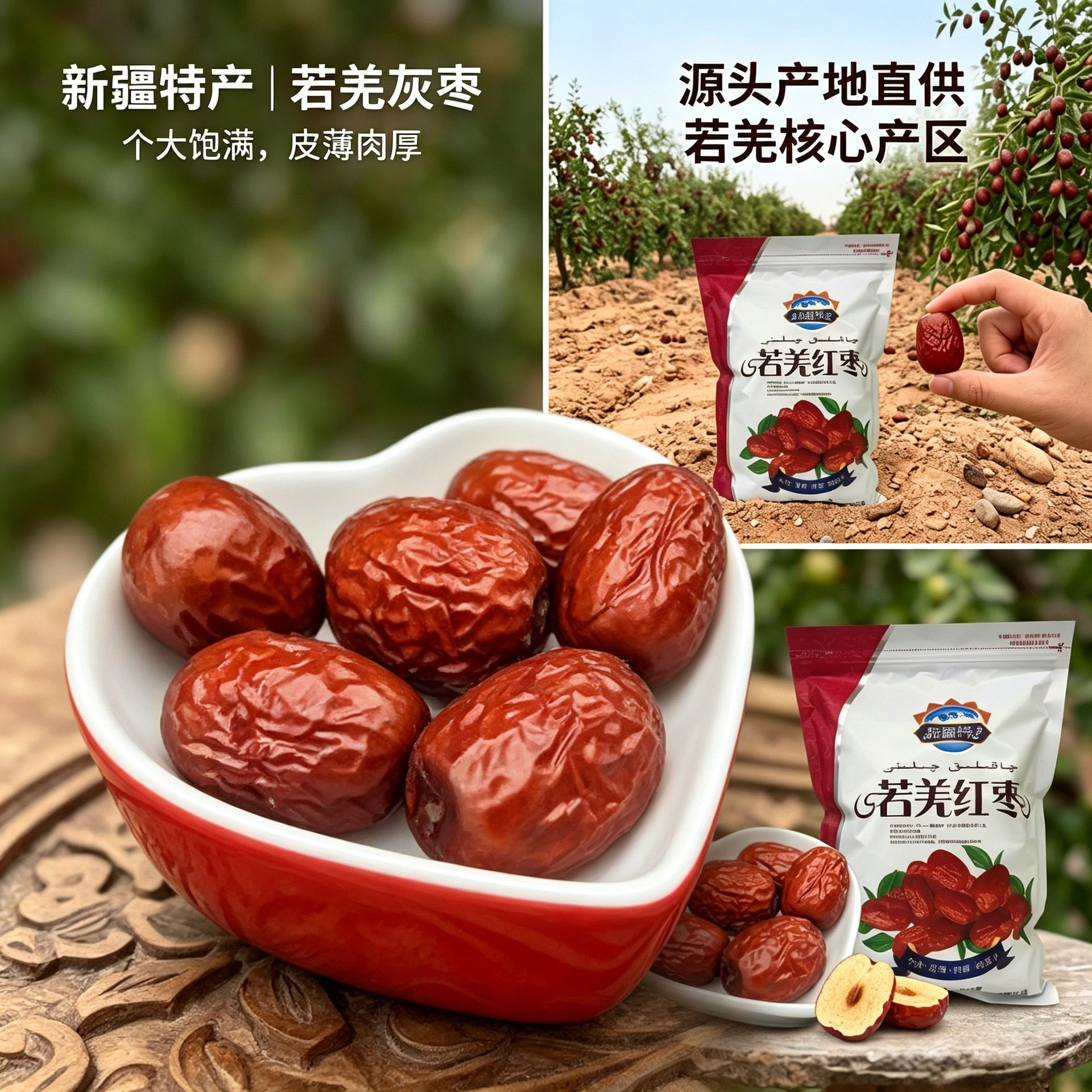 山姆超市精品若羌灰枣自然晾晒果干包粽子煲汤煮粥新疆红枣独立包