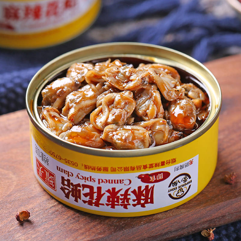 山姆冠超市麻辣花蛤罐头海鲜零食即食小吃蛤蜊酱肉麻辣零食下饭菜