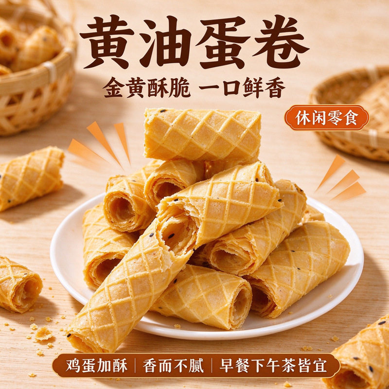 山姆冠超市大纯丰黄油蛋卷手工鸡蛋卷零食饼干孕妇儿童点心鸡蛋卷