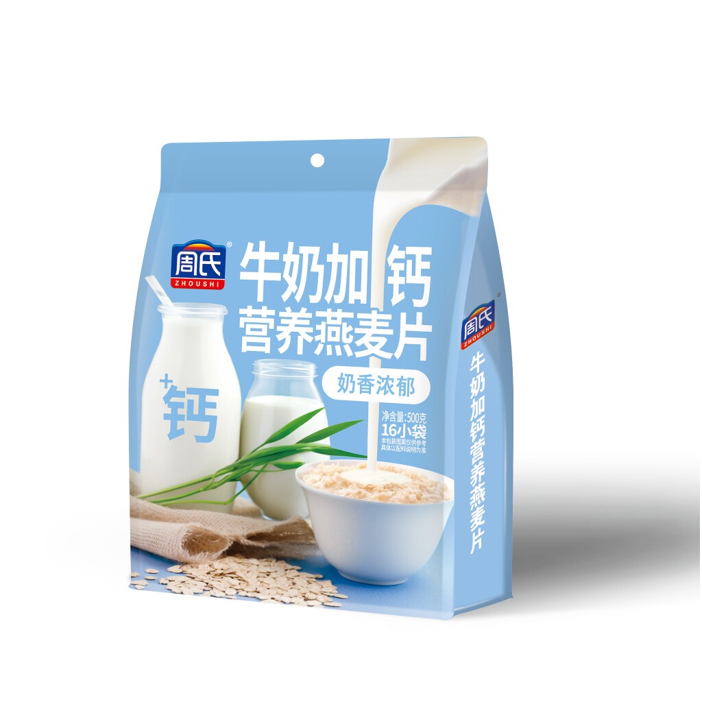 山姆冠超市周氏500g袋装经典原味牛奶加钙燕麦片速溶即食早餐冲饮