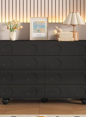 黑色五斗柜客厅抽屉式储物柜靠墙置物柜六八斗柜收纳柜卧室床尾柜