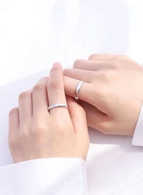 情侣戒指纯银送女友对戒礼物