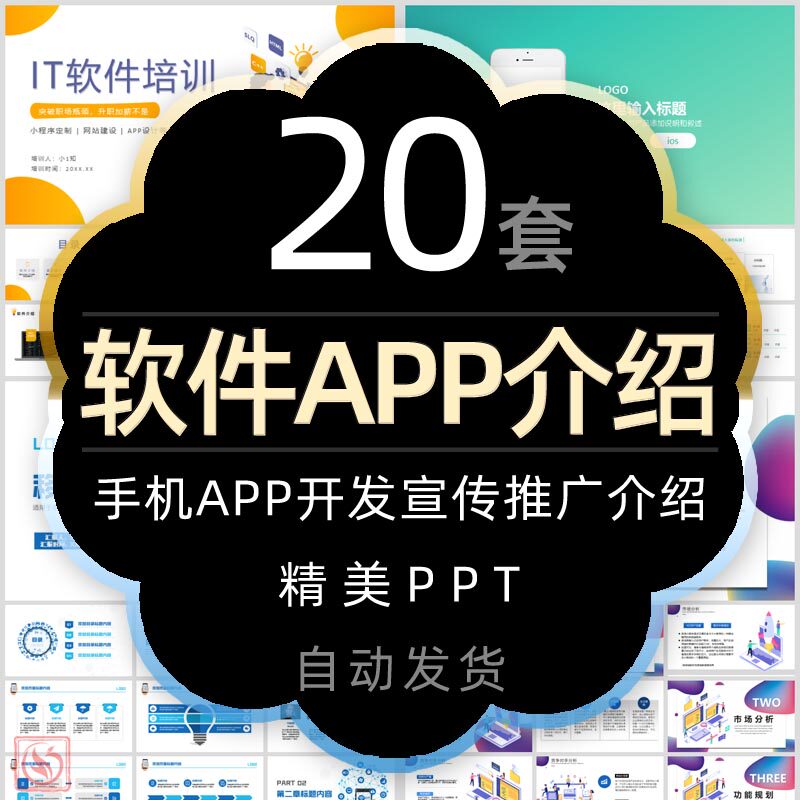 移动手机软件app开发推广宣传介绍工作报告ppt模板 互联网小程序