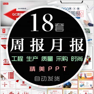 工程管理生产周报月报PPT模板项目采购月报QC项目品质量物业管理