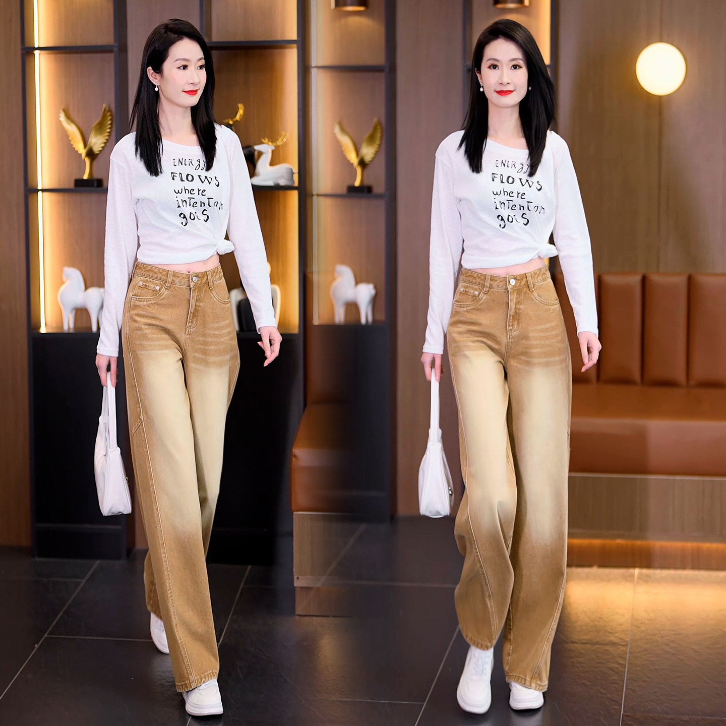 复古高腰阔腿牛仔弯刀裤女2026春季新款百搭直筒显瘦显高镰刀长裤,女装/女士精品,牛仔裤,淘宝优惠券,粉丝福利购,淘宝优惠卷