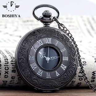 翻盖怀表复古经典罗马字男女项链石英大数字老人挂表学生考试礼物