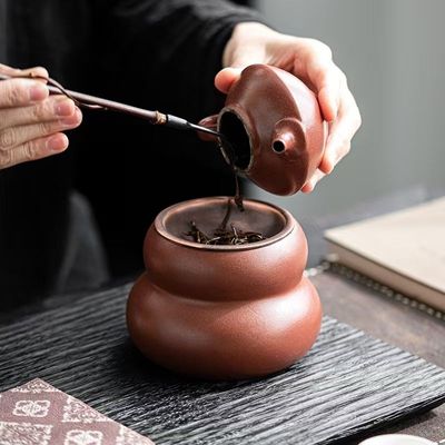 陶瓷茶渣缸福禄水盂铜盖小号水缸