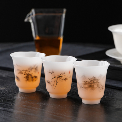 冰种璞玉瓷主人杯 家用茶杯高档羊脂玉白瓷个人专用单杯陶瓷茶盏