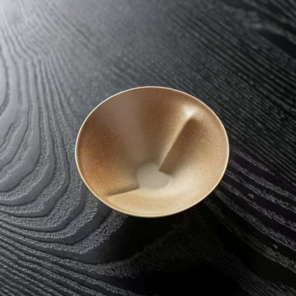 柴烧元宝主人杯骏马单杯爱心品茗茶杯陶瓷个人功夫茶具粗陶礼盒装