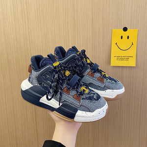 413-1/YS427/P85 潮个鞋复古牛仔蓝增高休闲鞋老爹鞋情侣男女鞋图片